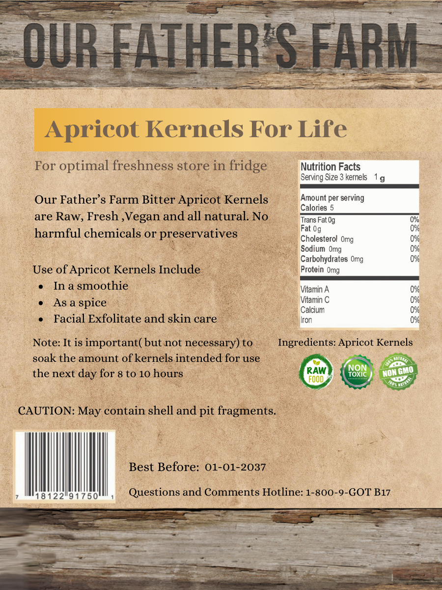 1/2LB / 227G - BITTER RAW APRICOT KERNELS