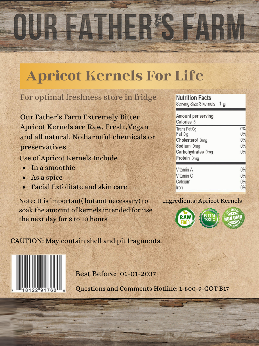 2LBS / 908G -EXTREMELY BITTER RAW APRICOT KERNELS